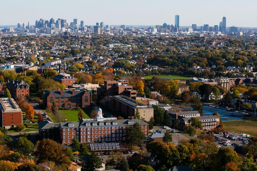 Tufts campus view from drone