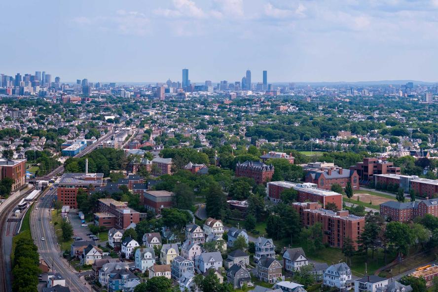 Aerial view of Boston and Medford, MA